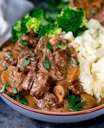 Slow Cooked Steak Diane Casserole