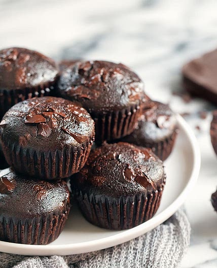 Double Chocolate Chip Muffins (No Eggs, Oil, or Butter)