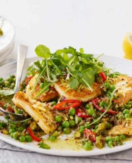 Halloumi, Pea, Quinoa and Rocket Salad