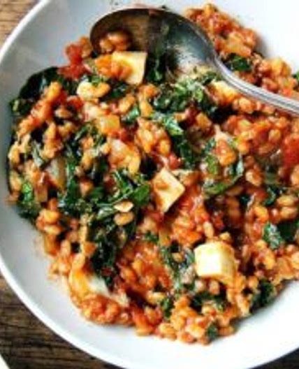 Farro Risotto with Kale and Feta