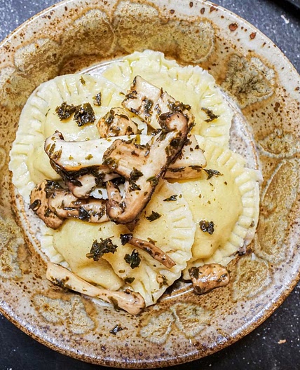 Balsamic Mushroom Goat Cheese Ravoili