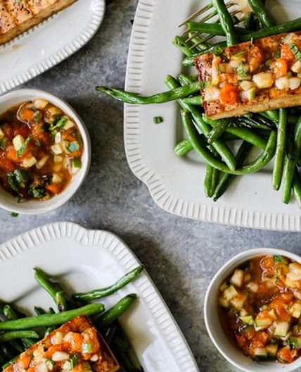 Tofu Steaks With Apricot Mint Compote