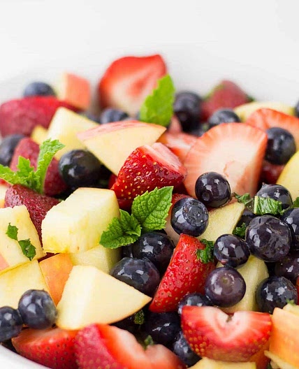 Lemon Mint Fruit Salad (Red, White & Blue Fruit Salad)