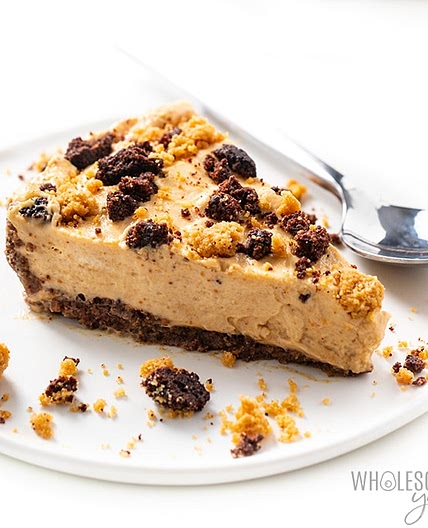 No Bake Frozen Keto Low Carb Peanut Butter Pie Recipe