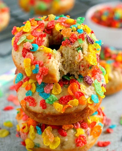 Baked Fruity Pebble Donuts