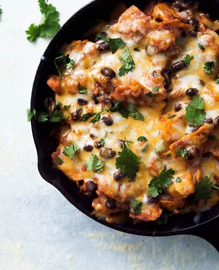 Butternut Squash and Black Bean Enchilada Skillet