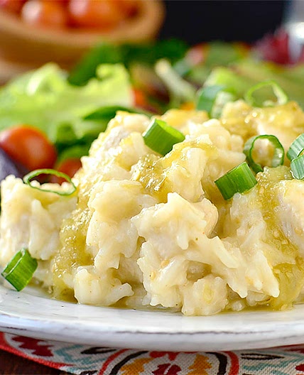 5-Ingredient Cheesy Salsa Verde Chicken and Rice