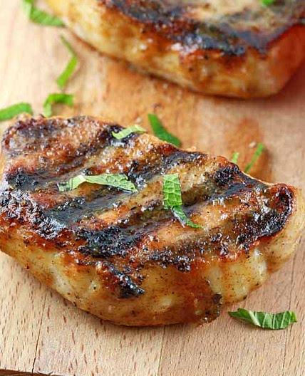Grilled Pork Chops with Honey Mustard Glaze