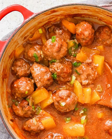 Paleo & Whole30 Sweet and Sour Meatballs