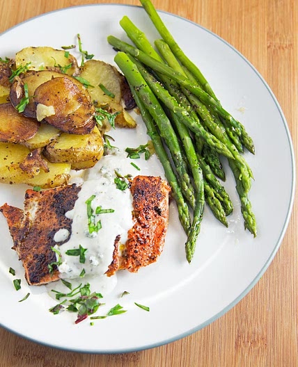 Blackened Salmon with a Gorgonzola Cream Sauce