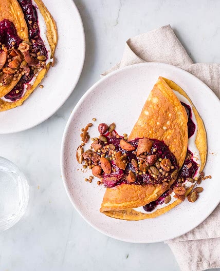 Sweet Cinnamon Omelette with Berries