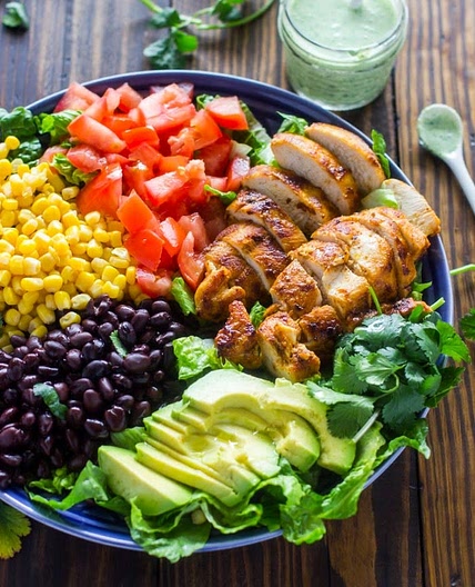 Southwest Chicken Salad with creamy cilantro dressing