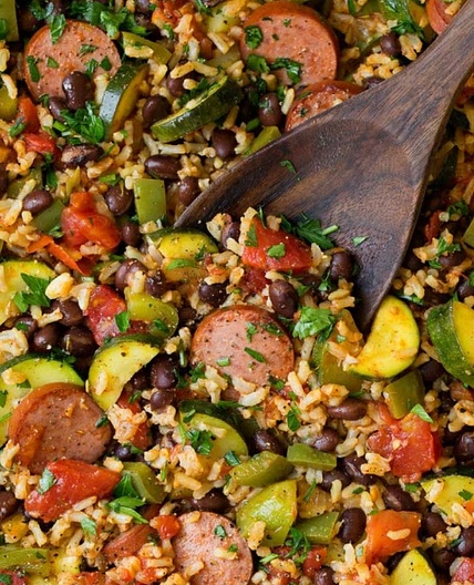 Black Beans and Summer Squash with Sausage
