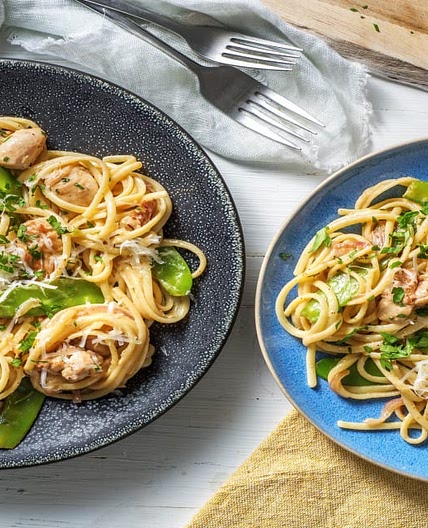 Lemony Chicken Linguine with Sugar Snap Peas