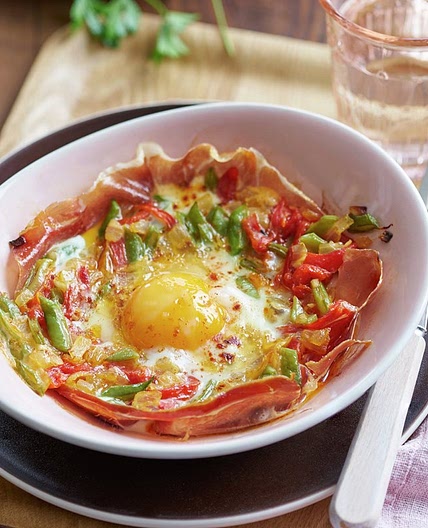 Huevos al plato con verduras