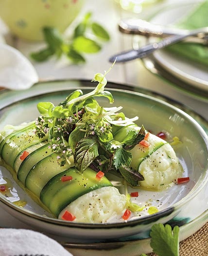 Rulos de calabacín con brandada de bacalao