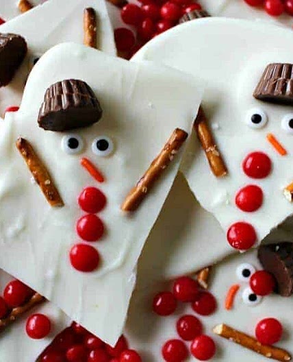 Melted Snowman Chocolate Bark