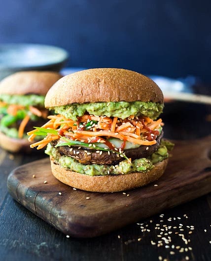 Spicy miso portobello mushroom burger 