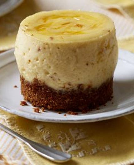 Mini mango and passionfruit baked cheesecakes