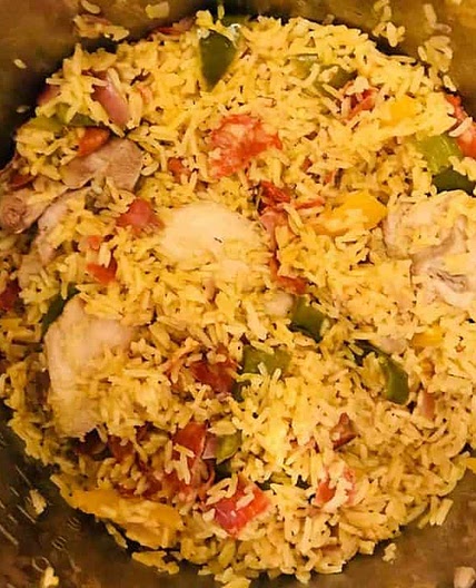 One Pot Spanish Chicken and Rice for Instant Pot (or any electric pressure cooker)