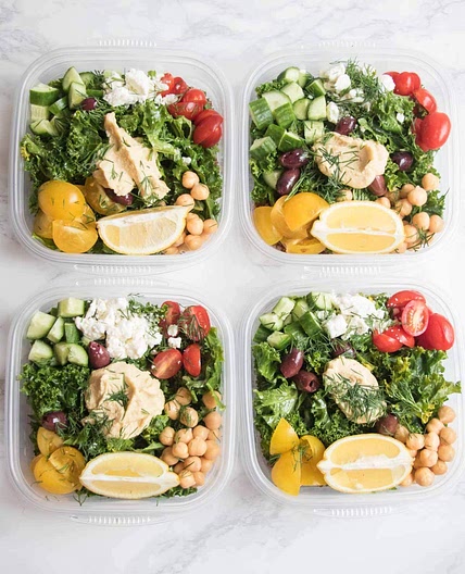 Greek Kale and Quinoa Salad Meal Prep Bowls