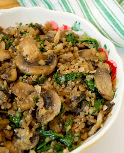 Low Carb Mushroom & Spinach Cauliflower Rice
