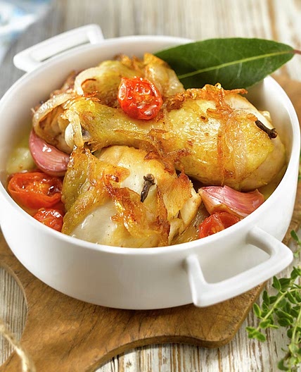 Pollo rustido casero al vino de Jerez
