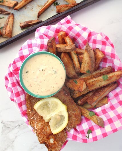 Sheet Pan Beer-Battered Baked Fish and Chips