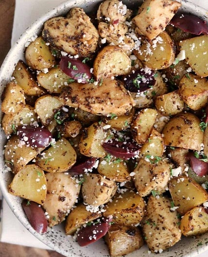 Air Fryer Greek Chicken and Potatoes