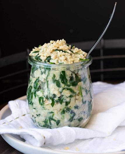 Vegan Creamy Spinach Savory Breakfast Oatmeal