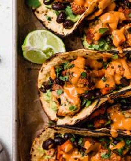 roasted sweet potato + cauliflower tacos