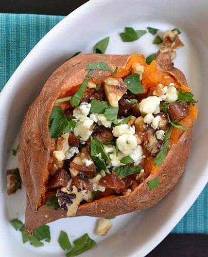 Date & Gorgonzola Stuffed Sweet Potatoes