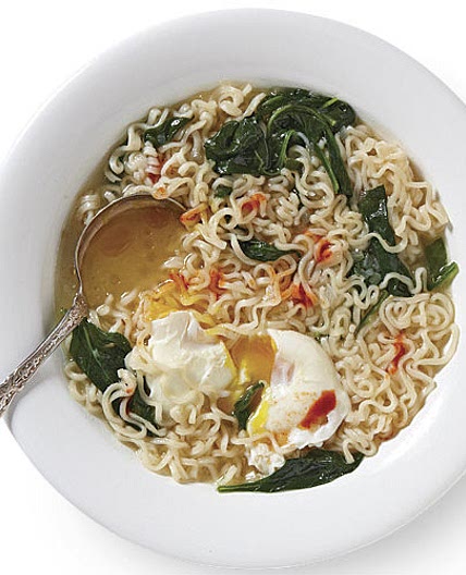 Ramen Noodle Soup with Spinach and Poached Eggs