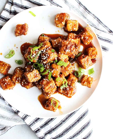 Crispy Air Fryer Tofu Nuggets with Ginger Soy Marinade