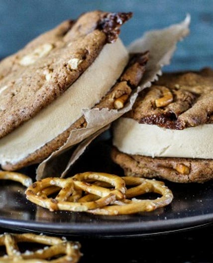Cupboard cookie and cheat's coffee ice-cream sandwiches