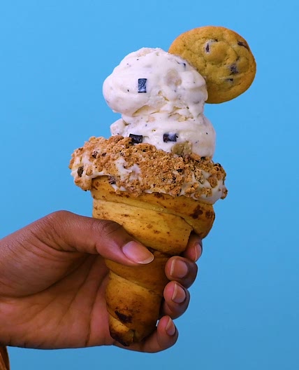 Chocolate Chip Cinnamon Roll Ice Cream Cone