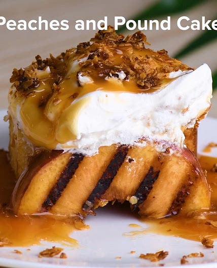 Grilled Peaches And Pound Cake Skewers