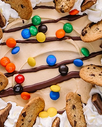 No Bake Monster Cookie Ice Box Cake