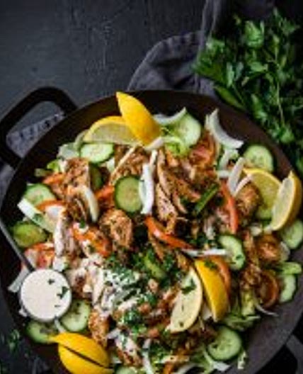 Keto chicken gyro salad with lemon garlic dressing