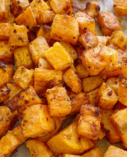 Roasted Garlic Parmesan Sweet Potatoes