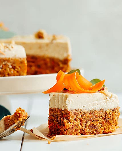 Raw Carrot Cake with Vegan Cream Cheese Frosting - Minimalist Baker