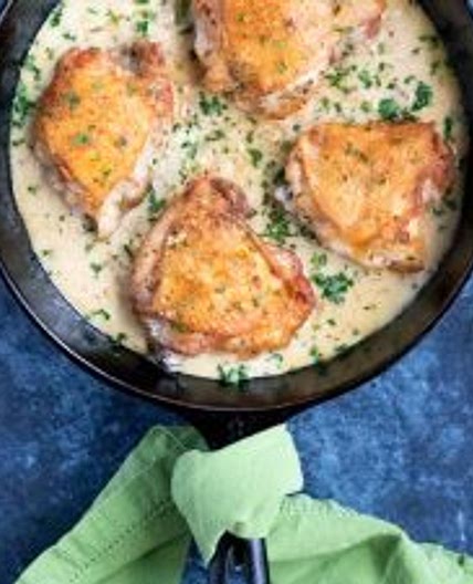 Crispy Chicken Thighs with Roasted Garlic Mustard Sauce