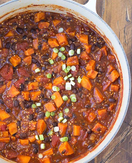 Sweet Potato and Black Bean Chili with Quinoa