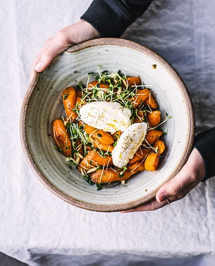 salade tiède de carottes à l’orange & au ricotta