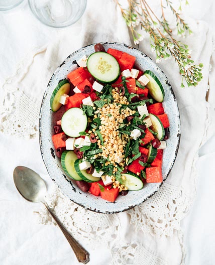 salade de melon d’eau & vinaigrette à l’orange