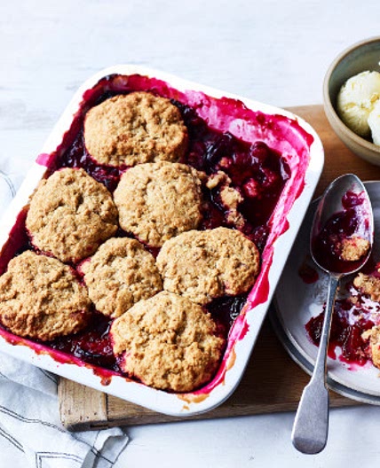 Plum and ginger cobbler