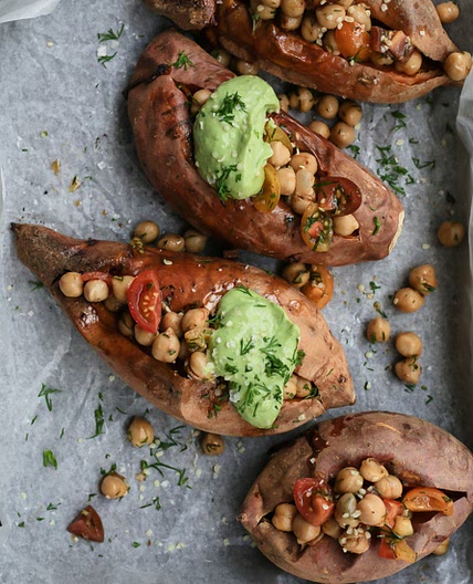 Zesty Chickpea Stuffed Sweet Potatoes