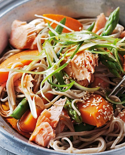 Salmon and sweet potato soba noodles