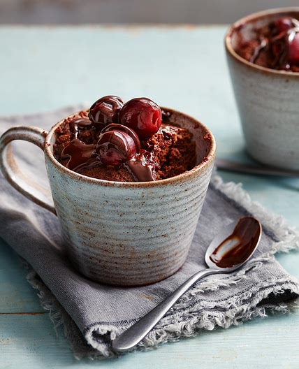 Cherry and chocolate mug cake