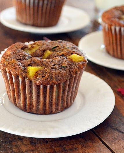 Muffins au Sarrasin, Ananas, Courgettes et Amandes